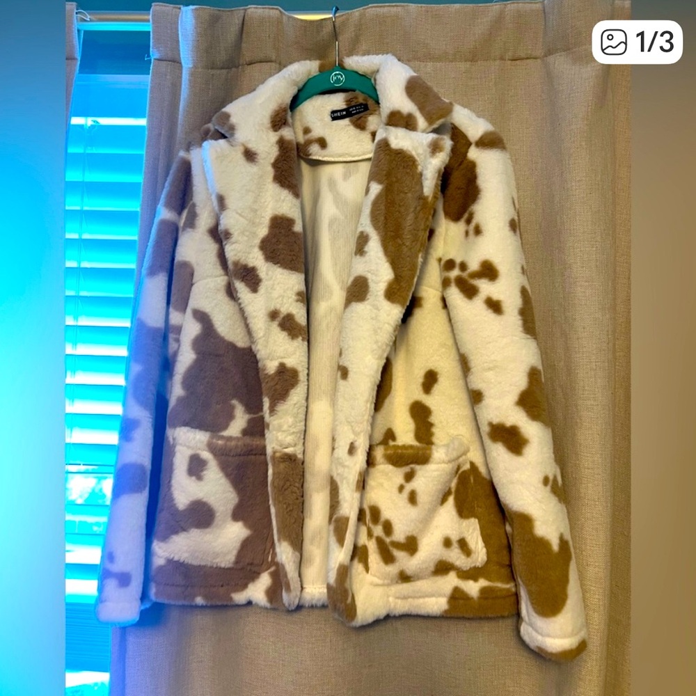 Teddy Jacket in Cream and Brown faux fur